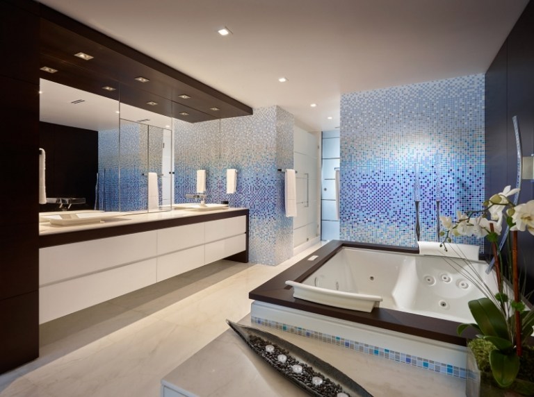تصميم الحمام - أفكار الحمامات - البريق - الجليد الأزرق - بلاط الجدران - البسيط - أثاث الحمام