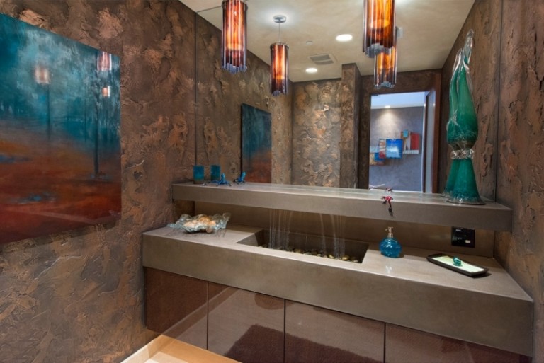 تصميم الحمام - افكار للحمام - دهان حائط - اضاءة - ديكور