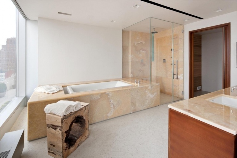 تصميم الحمام - أفكار الحمامات - كسوة حجر طبيعي - حوض غسيل