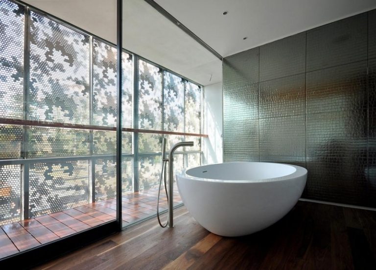 تصميم الحمام - الأرضيات الخشبية - الواجهات الزجاجية