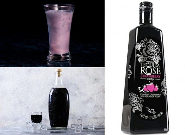 الوردة السوداء المصنوعة من مشروب الكحوليات والفراولة التكيلا والفودكا السوداء