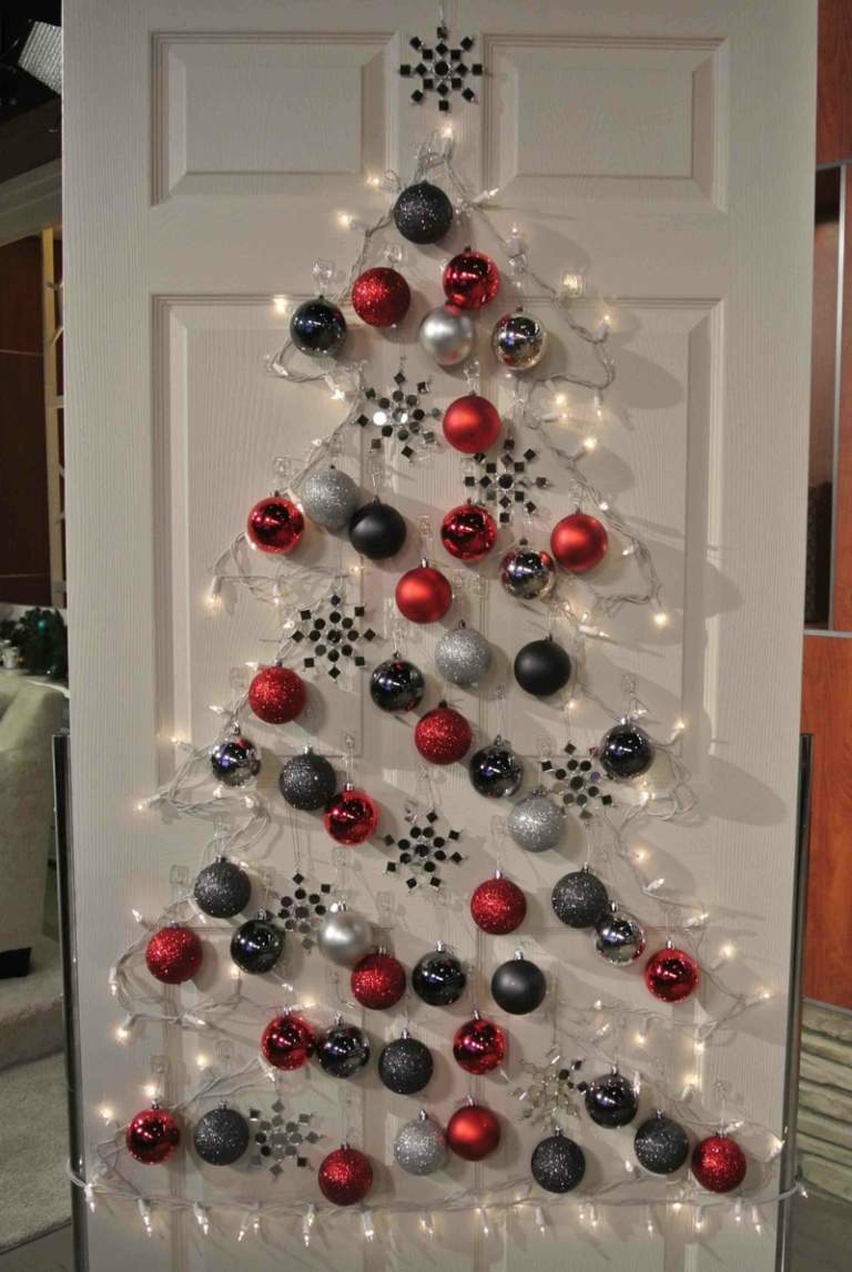 diy الإضاءة لعيد الميلاد شجرة عيد الميلاد أضواء الجنية تصميم الباب ديكو