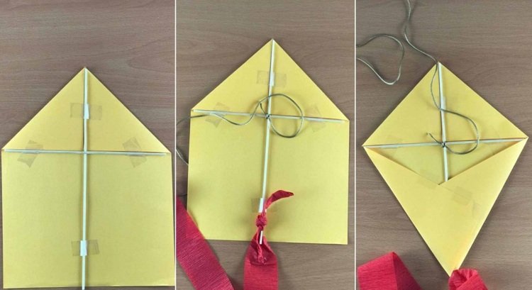 قم بطي الورق وصنع طائرة ورقية بعصي خشبية