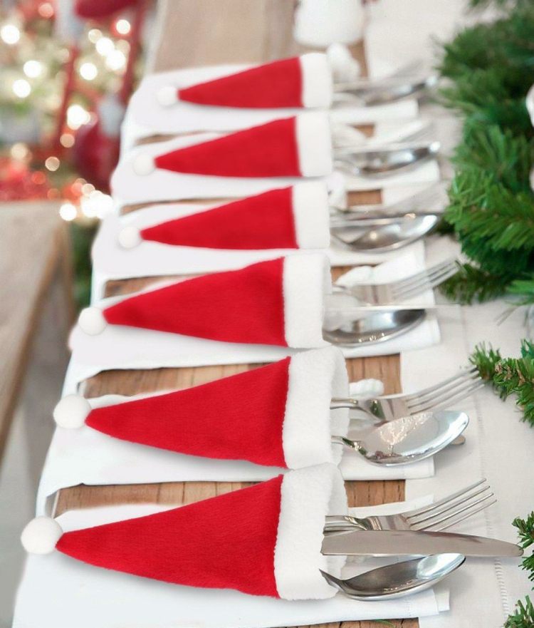 ببساطة اصنع جيوب أدوات المائدة بنفسك لطاولة عيد الميلاد والضيوف