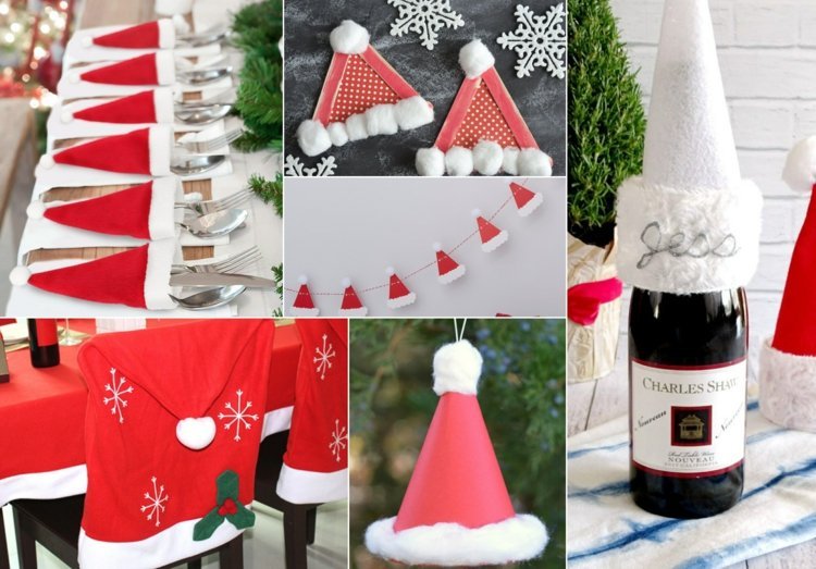 اصنع قبعة بابا نويل من الورق أو اللباد أو القماش للزخارف المختلفة