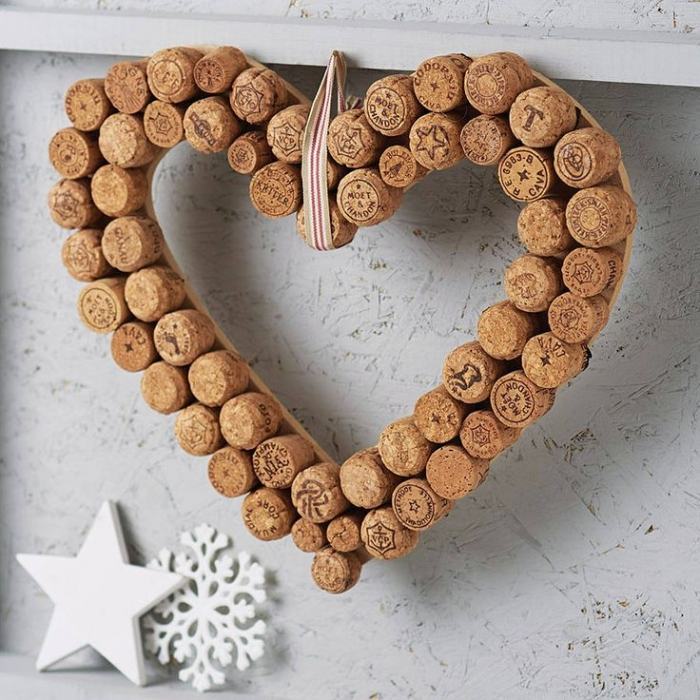 ديكور-قلب-شمبانيا-كورك-زخرفة-عيد الميلاد-إكليل-العبث-على شكل قلب