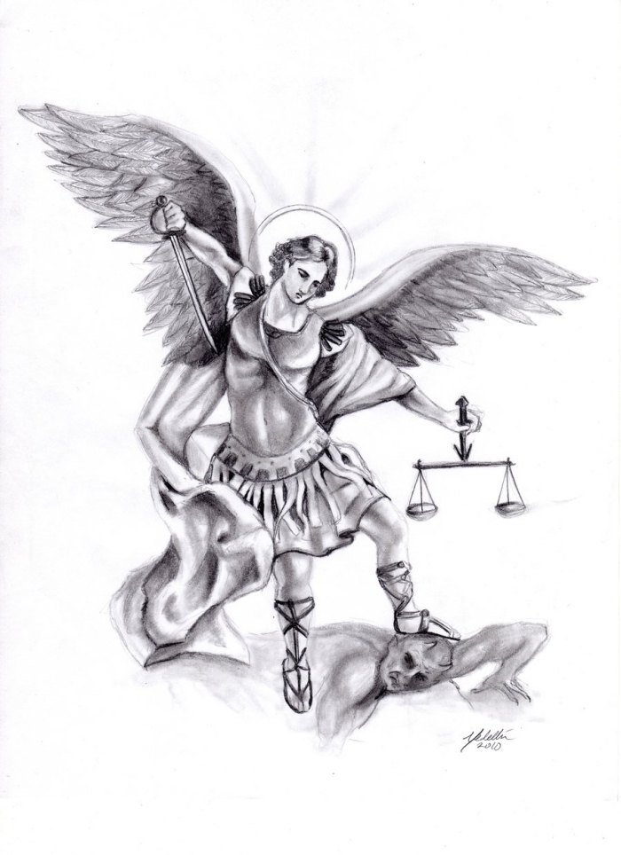 رئيس الملائكة ميخائيل الشيطان وشم قوالب تصاميم للذراع