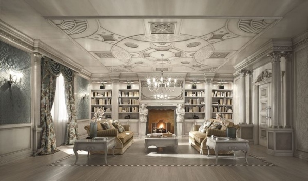 غرفة المعيشة تصميم أثاث كلاسيكي من الرخام الأبيض