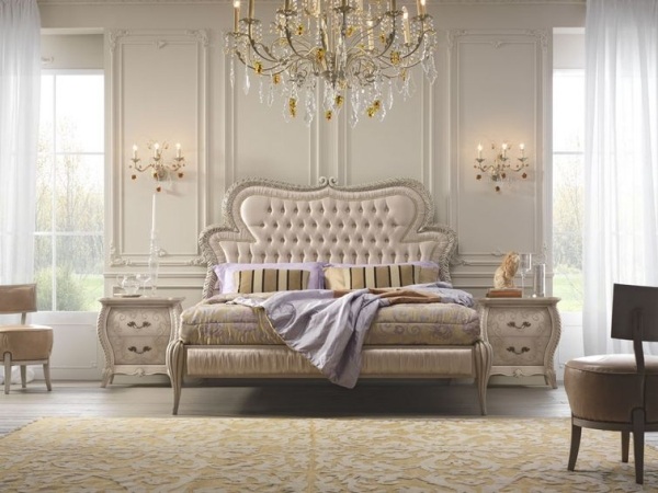 سرير ملكي - أثاث بتصميم إيطالي أبيض