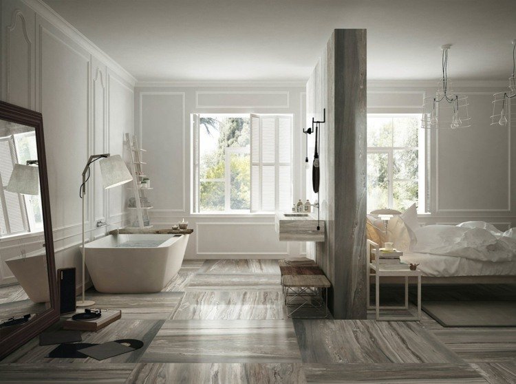 الحمام الحديث الأرضيات الداخلية البلاط الحصري سلسلة Étoile de Rex تأثير الزخرفة