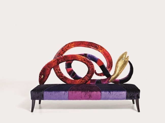 أريكة فخمة Sicis- انتقائية الموضة- مسند ظهر مستوحى من الأناكوندا