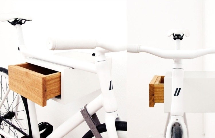حامل الدراجة-الجدار-ابني-نفسك-أفكار-تصميم-أبيض-درج-خشبي-الحد الأدنى