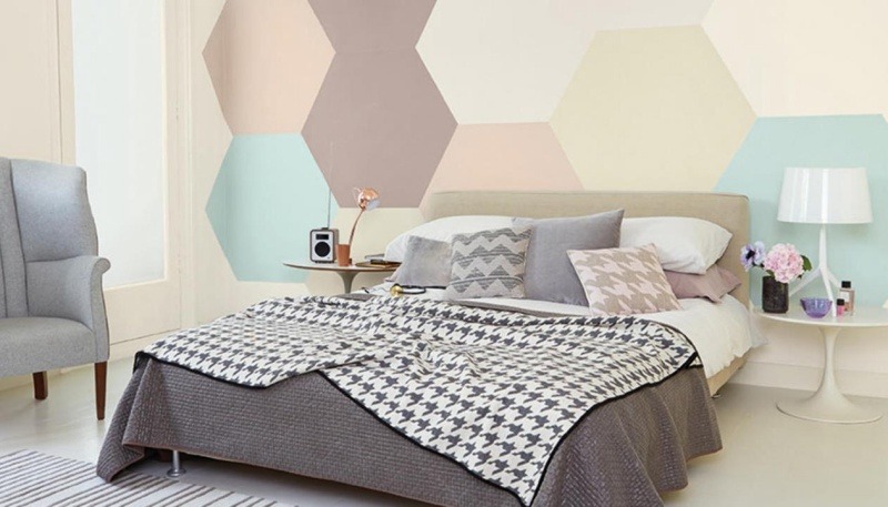 أفكار تصميم جدار غرفة نوم شقة ملونة