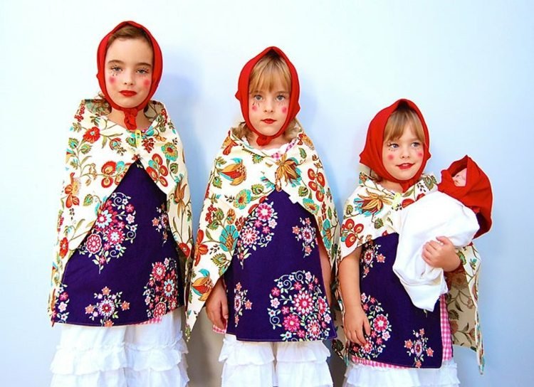 أزياء الكرنفال-مجموعات-اصنع نفسك-ماتريوشكا-دمية-أطفال-مكياج-وشاح-أقمشة-ملونة