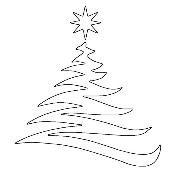 شجرة عيد الميلاد الحديثة كصورة للطباعة - قالب لصور النوافذ وللتلوين