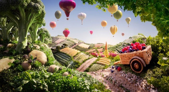عربة التسوق بالونات - فراولة - فواكه - خضروات - وادي الغابات - عالم خيالي للسفر