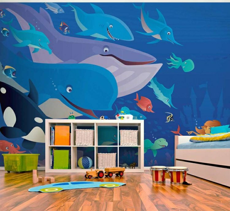 تصميم جدار الحياة تحت الماء الحوت