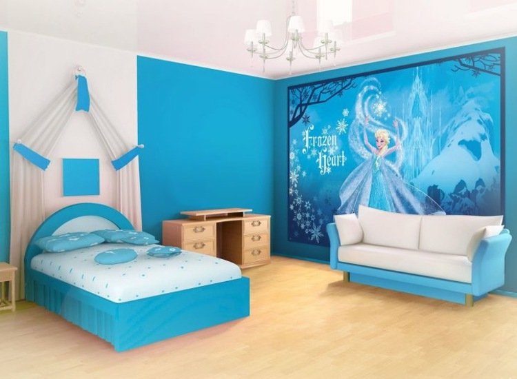 صور ورق حائط في غرفة الأطفال غرفة البنات الزرقاء المجمدة إلسا أربعة ملصق