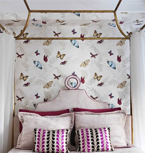 غرفة نوم جدار تصميم الفراشات الزخارف