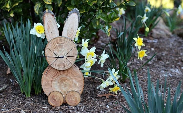 الربيع-الديكور-الخشب-افعل ذلك بنفسك-الخشب-الأقراص-الأرانب-دي-حديقة الديكور