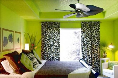 فكرة تصميم غرفة نوم خضراء