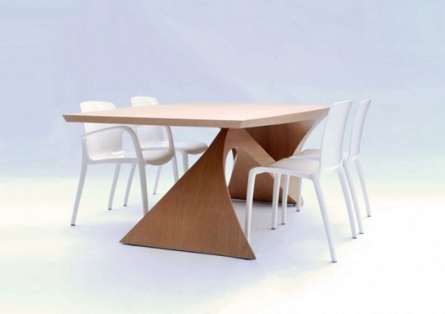 كراسي المقاعد البيضاء تصميم طاولة خشبية حديثة من daan mulder