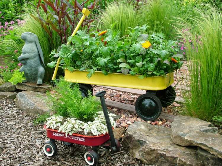 حديقة - إنشاء - أطفال - زهور - ترتيبات - عربة - مقطورة - زراعة