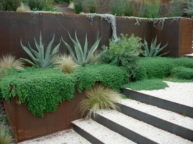 النباتات حصاة فكرة تصميم السلالم الحجرية