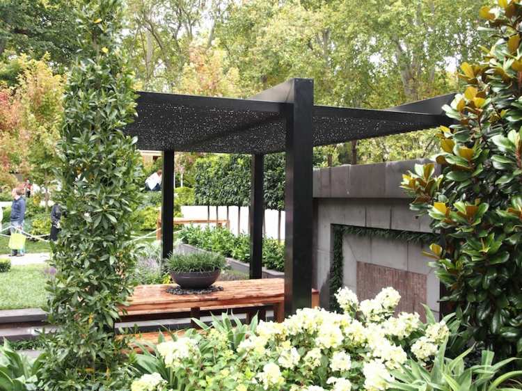 حديقة - مناظر طبيعية - تصميم حي - تراس - تصميم - أسود - معاصر