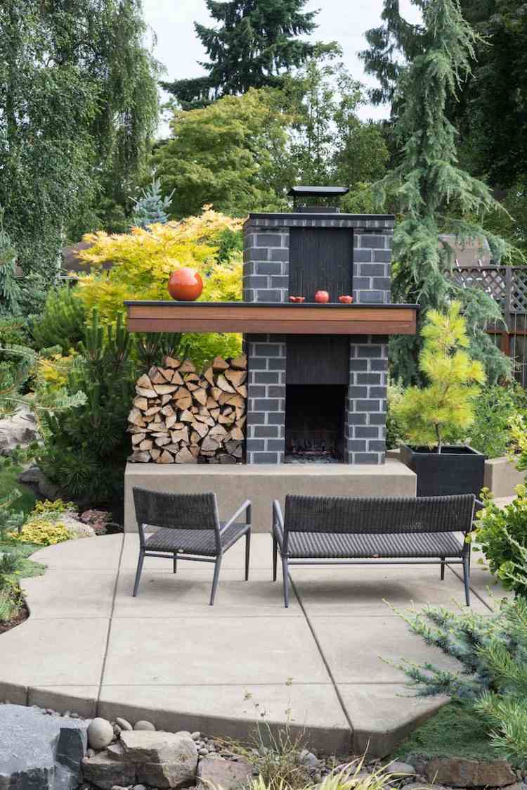 بناء-حديقتك-مدفأة-تصميم-حديث-منطقة جلوس-حديقة-صغيرة-صالة
