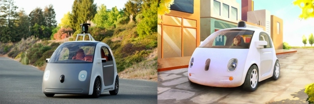 نموذج أولي لرسومات نموذج سيارة google باللون الرمادي والأبيض