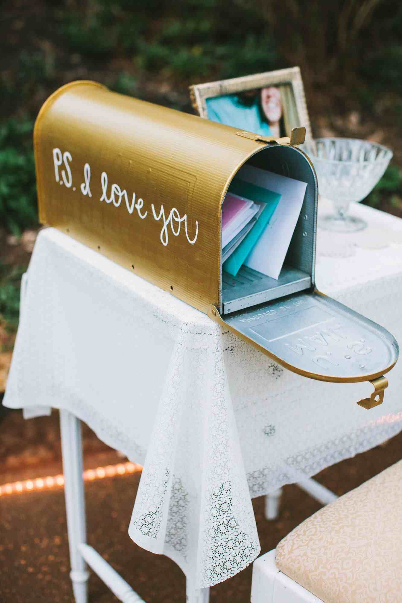 سجل الزوار زفاف بطاقات بريدية بديلة صندوق بريد زفاف رومانسي في الحديقة
