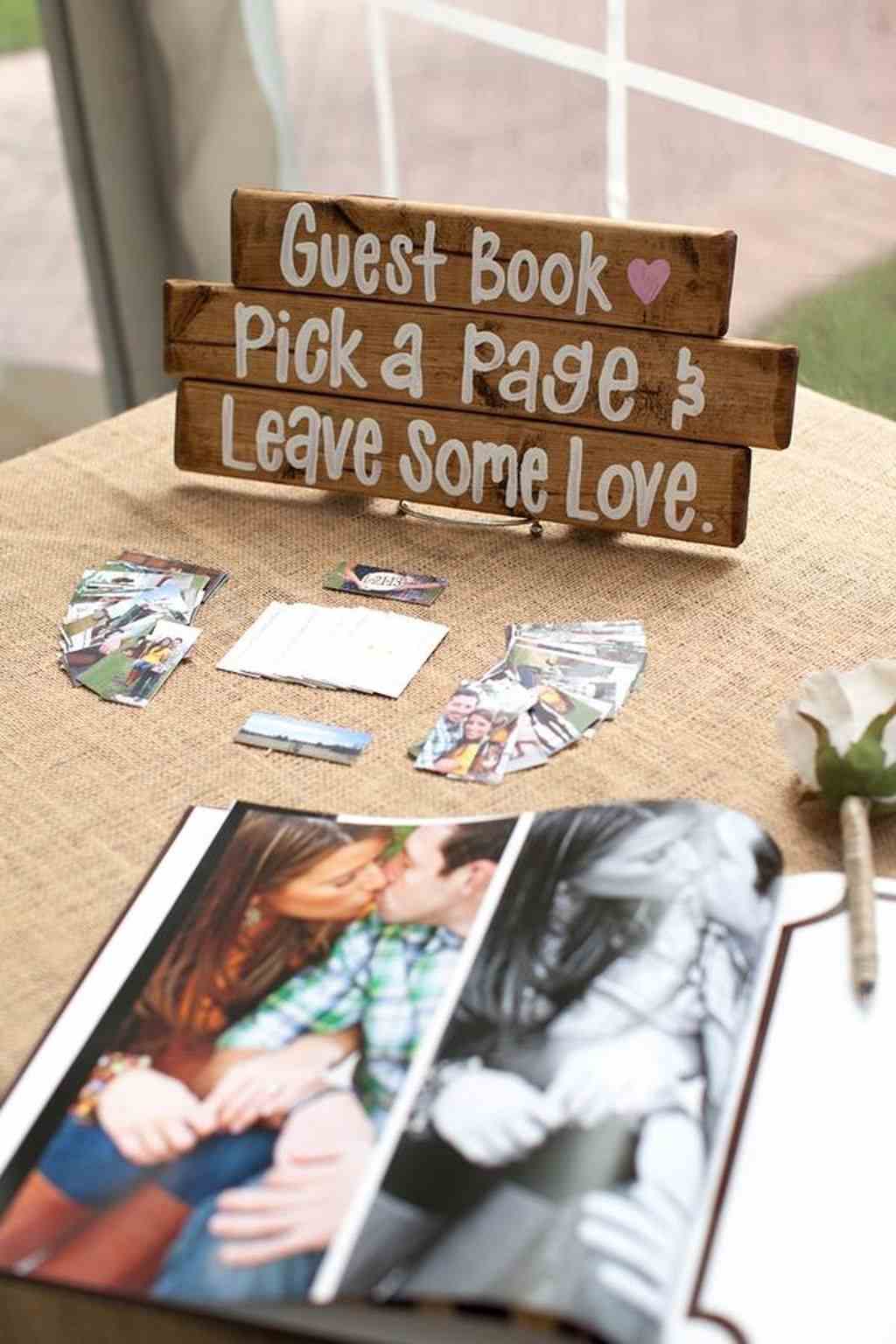 ضيف كتاب الزفاف تعليمات بسيطة بديلة ألبوم صور لوح خشبي