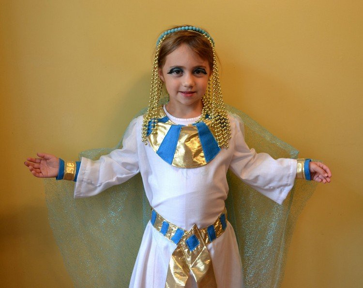 زي مصري للأطفال فستان كليوباترا عباءة مجوهرات