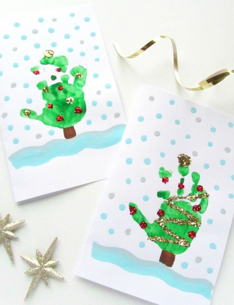 بصمة-صور-أطفال-عيد الميلاد-بطاقات-تهنئة-تنوب-شجرة-لمعان