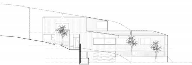 منزل على جانب التل بتصميم حديث على شارع دبلن في نيوزيلندا منظر جانبي