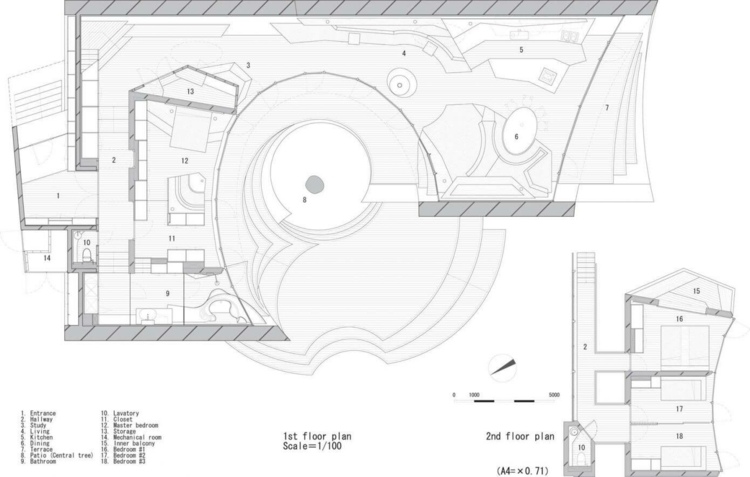 منزل-غير مباشر-إضاءة-أرضية-مخطط-موقع-مخطط-ياباني-هندسة معمارية