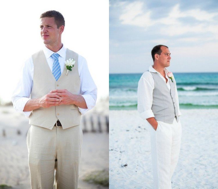 زفاف-شاطئ-العريس-ربطة-سماء-زرقاء-بيضاء-خطوط