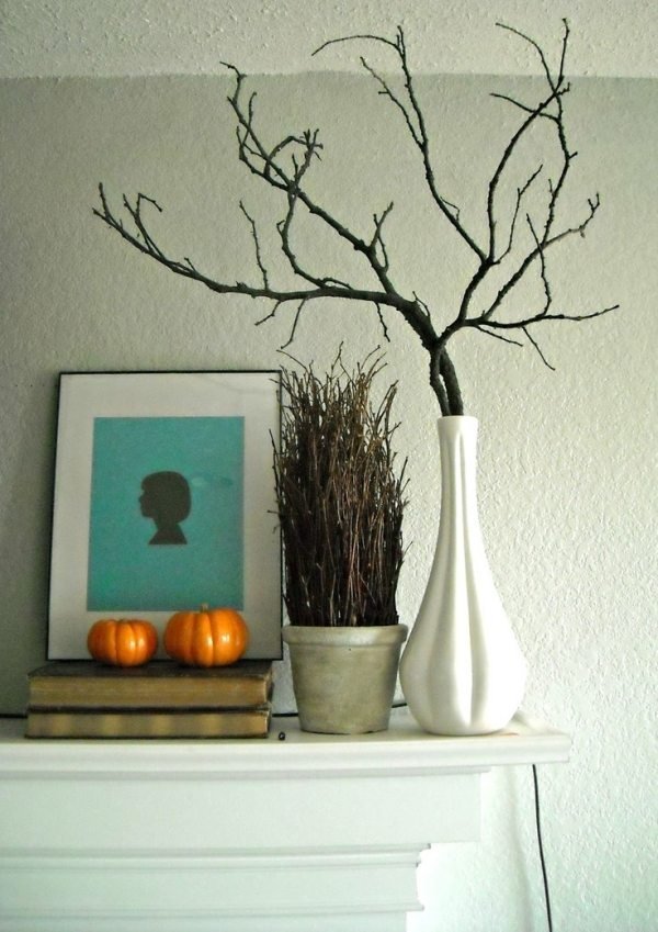 إناء ديكور غرفة المعيشة مع إطار الصورة الأغصان القرع الخريف