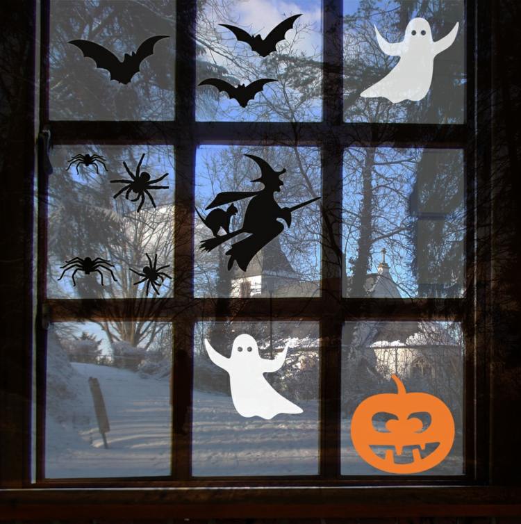 العبث الخريف نافذة الصور هالوين اليقطين أشباح الخفافيش الساحرة