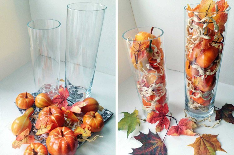 اصنع زينة الخريف الخاصة بك في الرافية القرع الزجاجي البلاستيكي الطويل