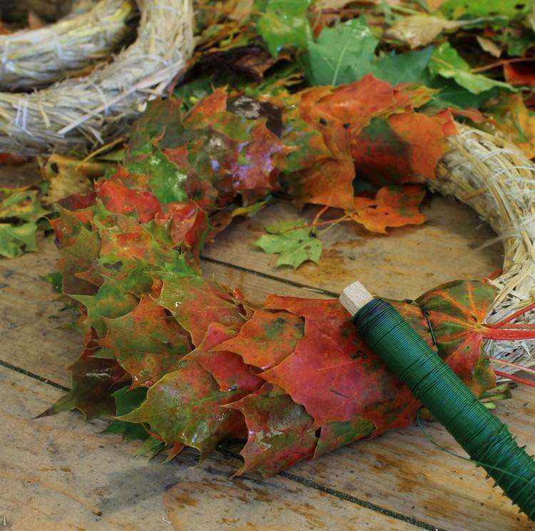 اصنع إكليل الخريف الخاص بك - سلك زهرة - أوراق الخريف