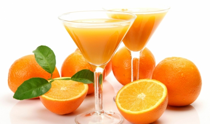 شرب عصير البرتقال زجاج التغذية صباح صحي
