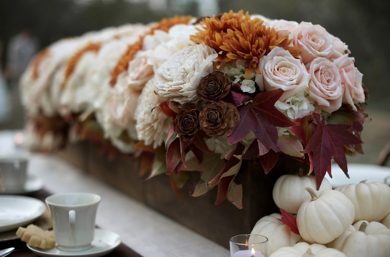 أفكار ديكور الزفاف أوراق الخريف الزهور