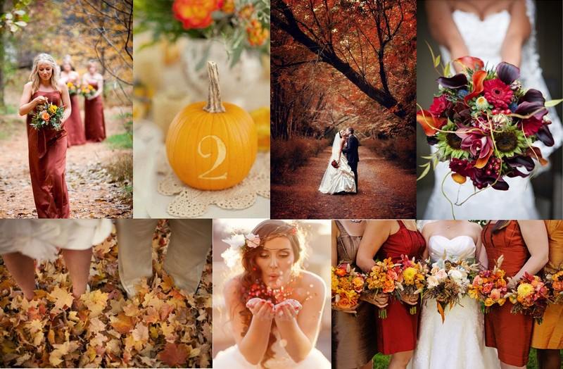 ديكورات الزفاف-أفكار-الخريف-الألوان-القرع-أوراق الخريف-باقة الزفاف