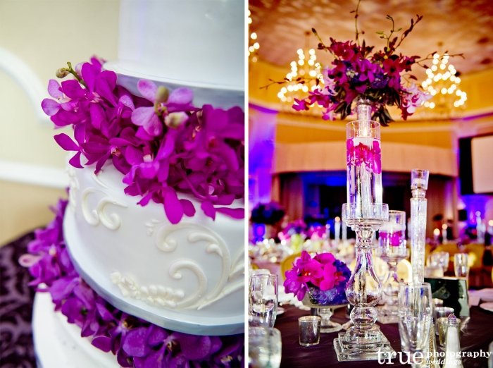 ديكور-زفاف-ديكور-فوشيا-طبقات-ورد-باقة زهور
