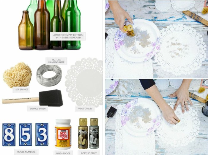 أفكار حفلات الزفاف - مشروع DIY - زفاف - من - زجاجات نبيذ - مزينة بشكل احتفالي