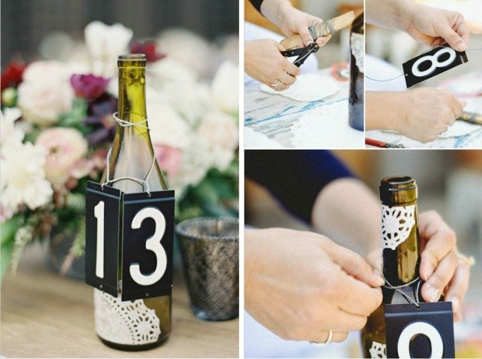 أفكار لحفل الزفاف مزينة بزجاجة نبيذ منتهية
