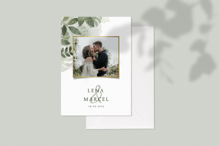 بطاقات زفاف بألوان مائية نباتات خضراء تريند 2019