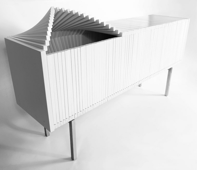 طاولة جانبية - خزانة ذات أدراج - هيكل متموج